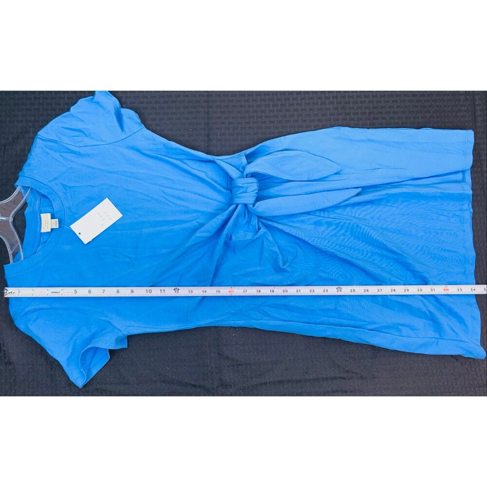 A New Day NWT Blue Knit T-Shirt Dress Side-Tie Front Closure Women Size Small - Picture 5 of 6